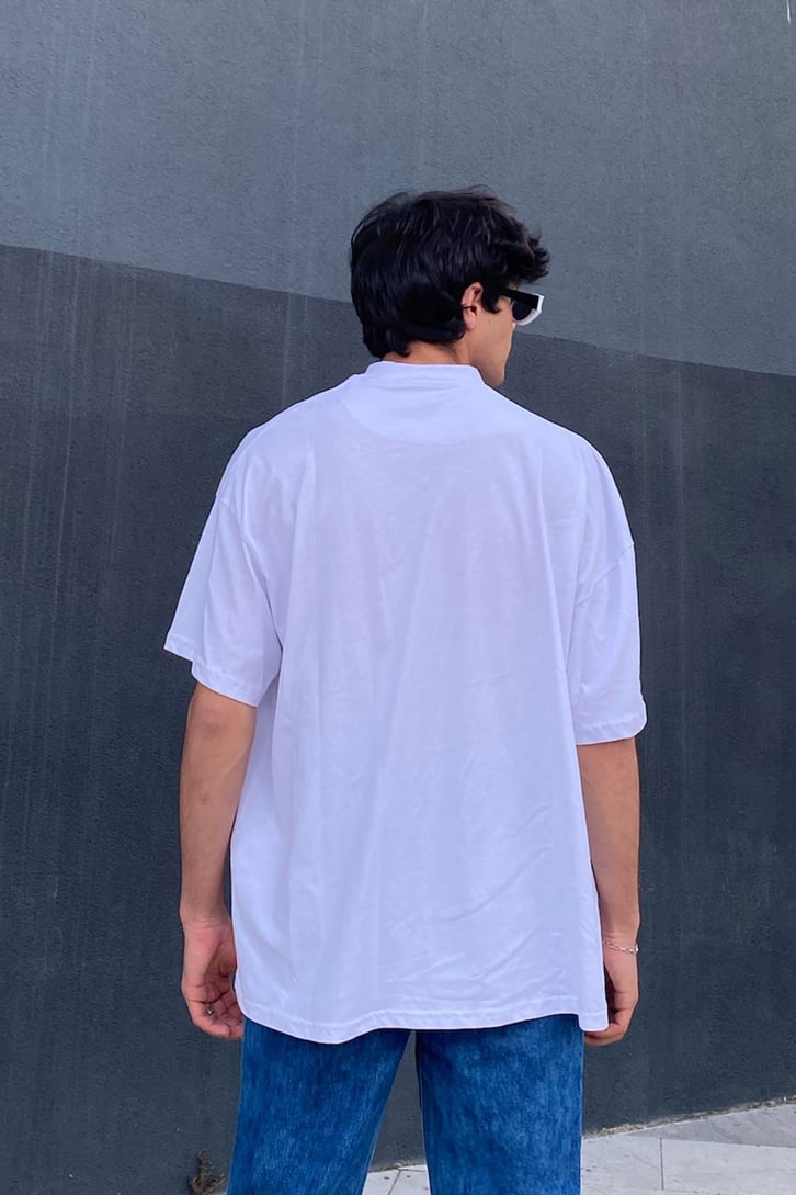 Limited Edition Zoom Baskılı Beyaz Oversize Tshirt