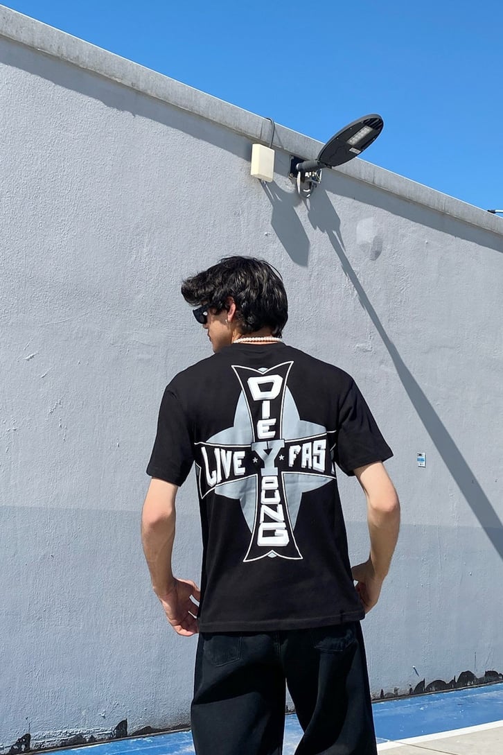 Live Fast Baskılı Oversize Tshirt