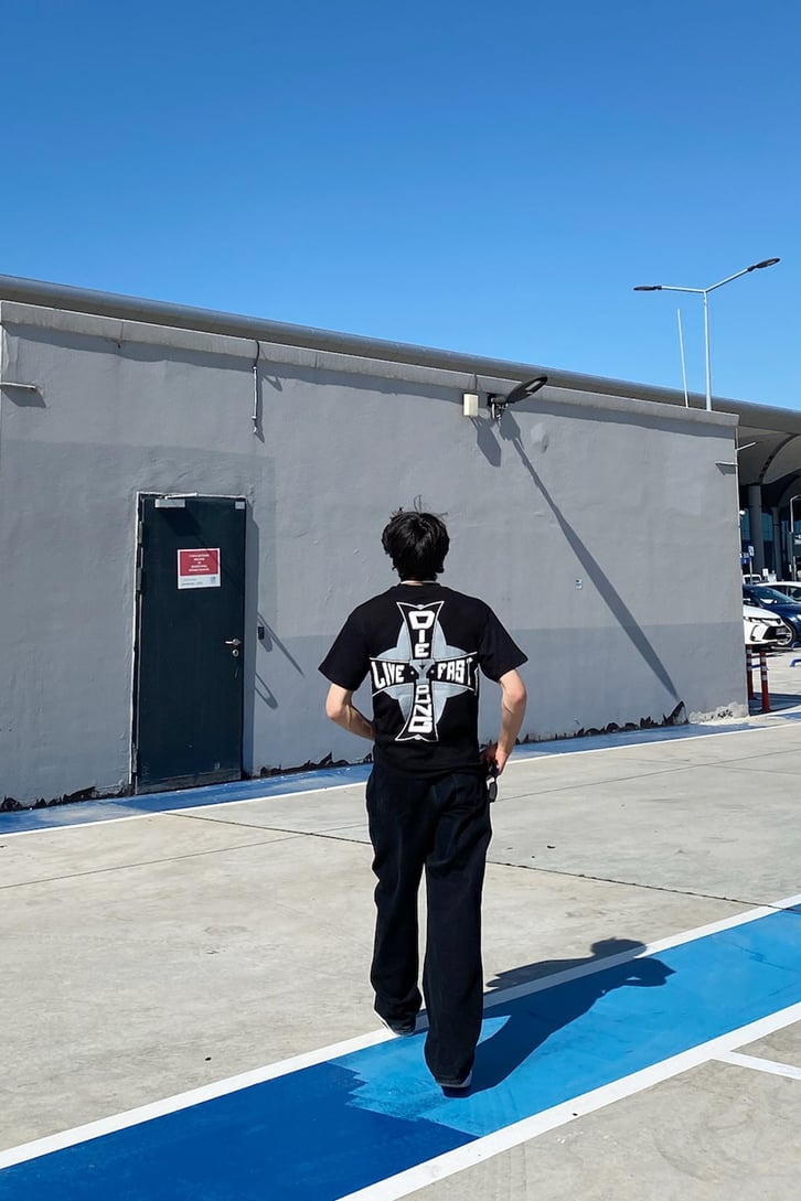Live Fast Baskılı Oversize Tshirt