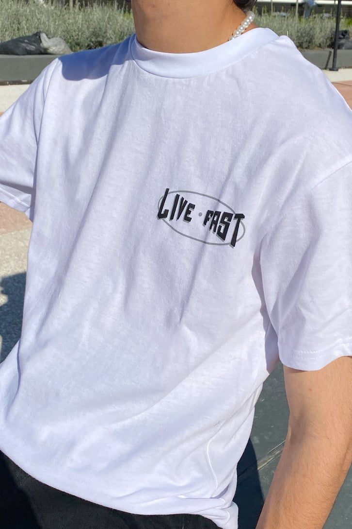 Live Fast Baskılı Oversize Tshirt