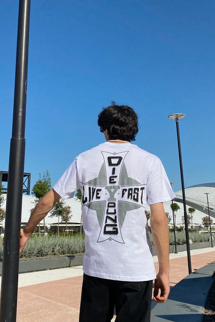 Live Fast Baskılı Oversize Tshirt
