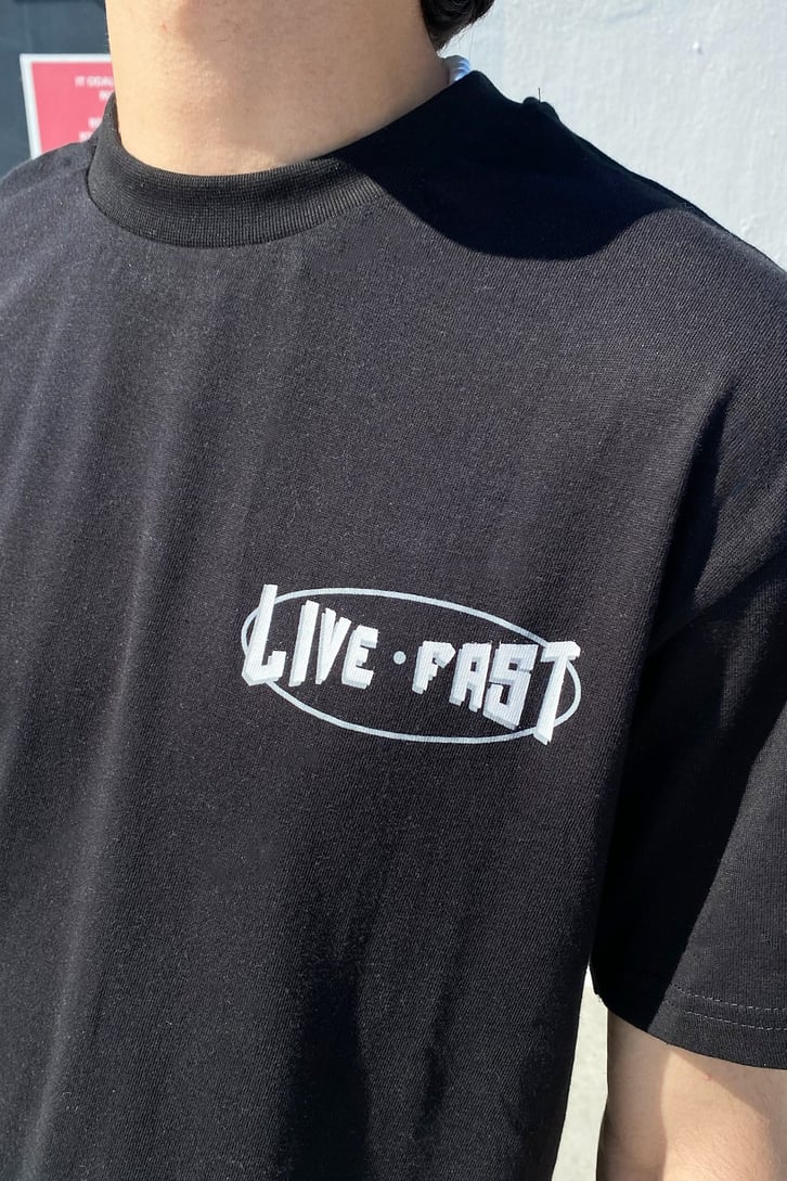 Live Fast Baskılı Oversize Tshirt