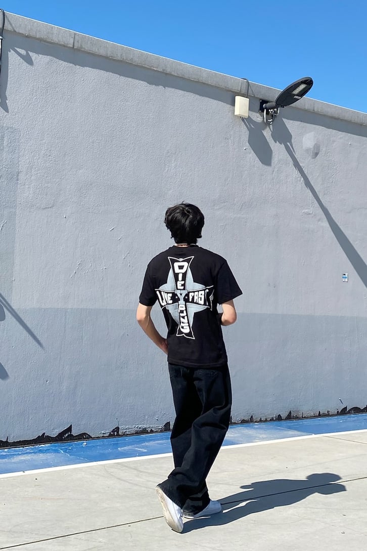 Live Fast Baskılı Oversize Tshirt