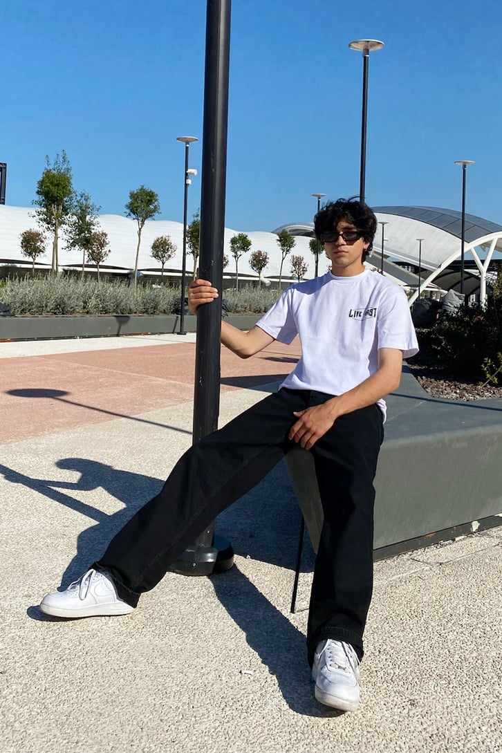 Live Fast Baskılı Oversize Tshirt