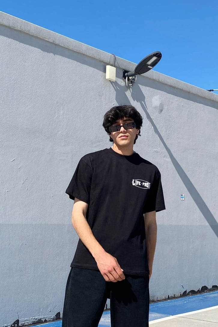 Live Fast Baskılı Oversize Tshirt