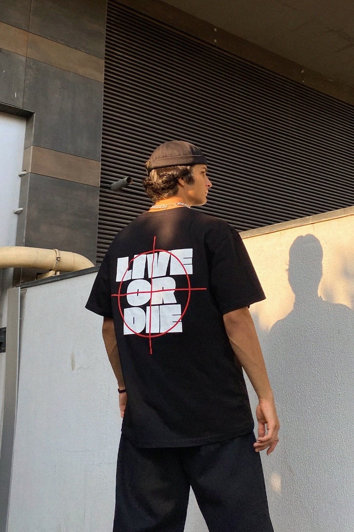 Live or Die Baskılı Oversize Tshirt