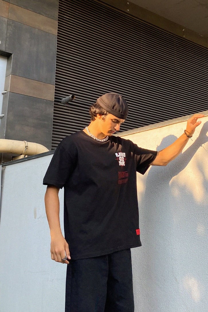 Live or Die Baskılı Oversize Tshirt