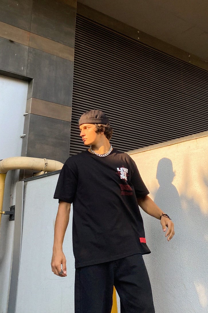 Live or Die Baskılı Oversize Tshirt