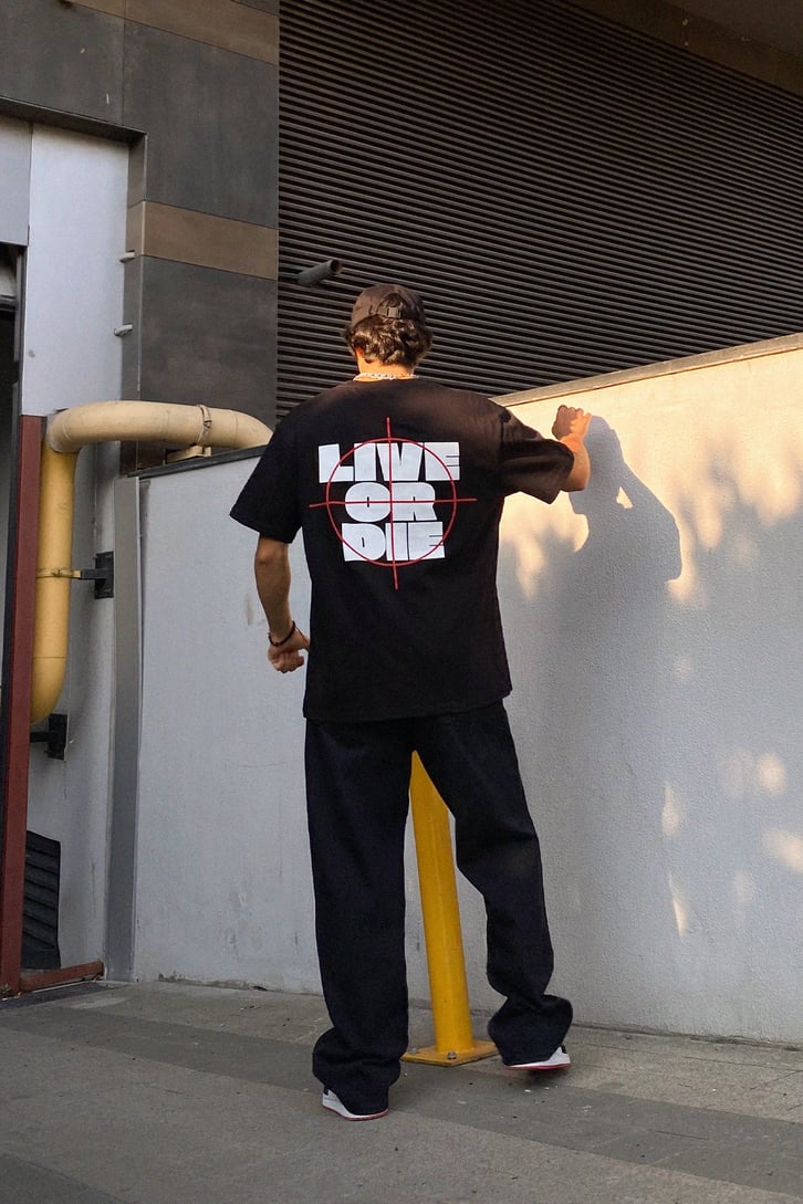Live or Die Baskılı Oversize Tshirt