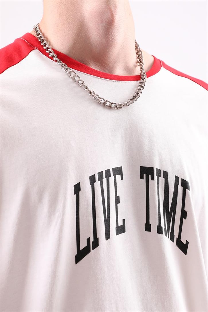 Live Time Baskılı Oversize Tshirt