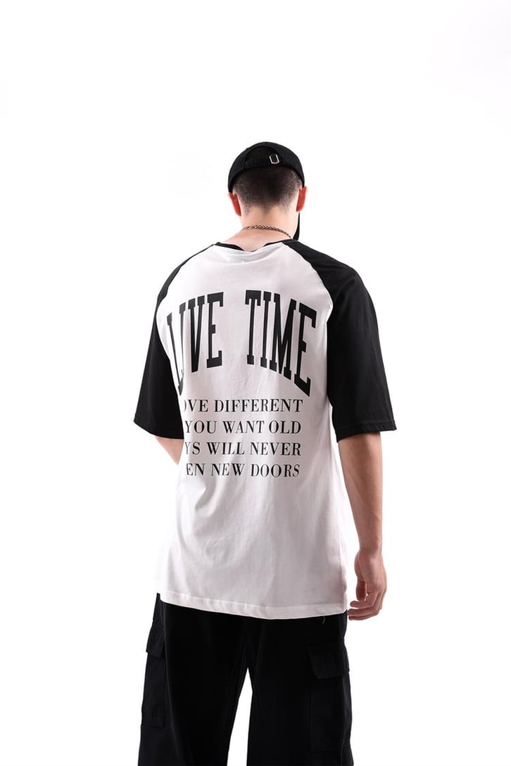 Live Time Baskılı Oversize Tshirt