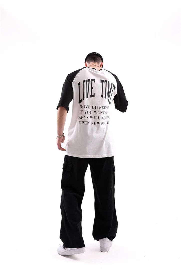 Live Time Baskılı Oversize Tshirt