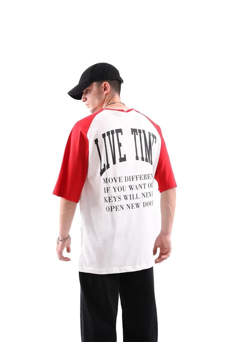 Live Time Baskılı Oversize Tshirt
