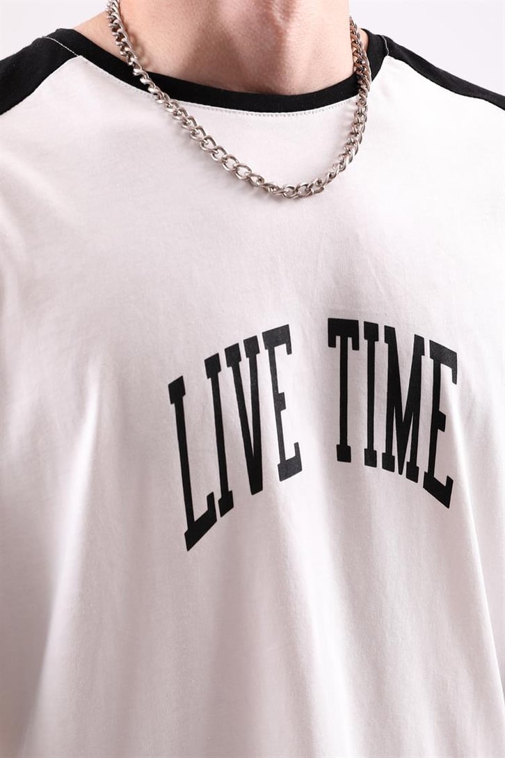Live Time Baskılı Oversize Tshirt