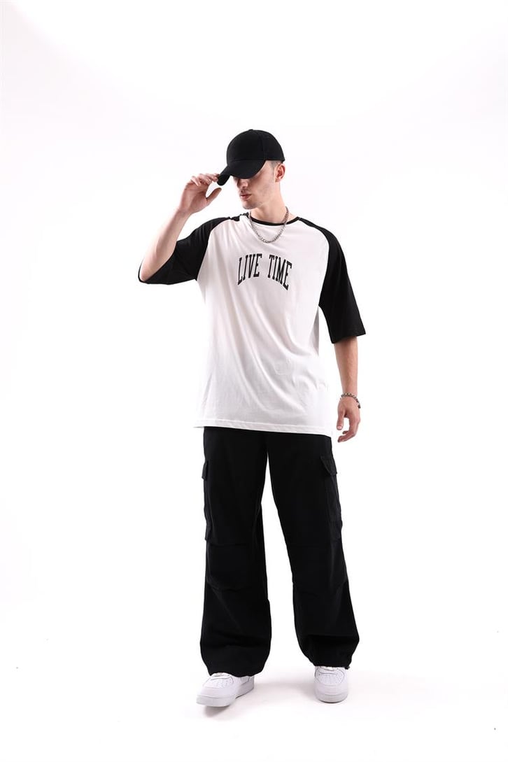 Live Time Baskılı Oversize Tshirt