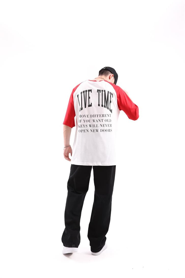 Live Time Baskılı Oversize Tshirt