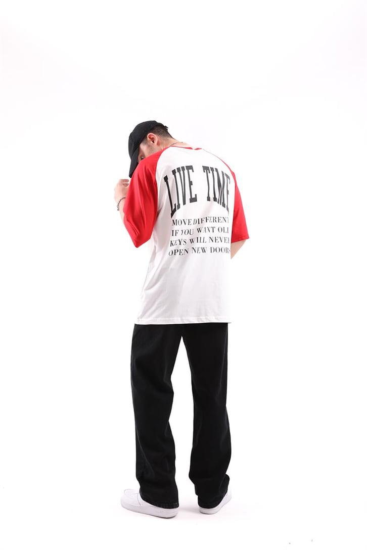 Live Time Baskılı Oversize Tshirt