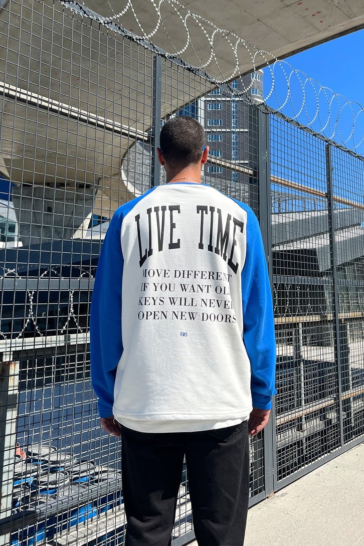 Live Time Baskılı Saks Mavisi Oversize Sweatshirt