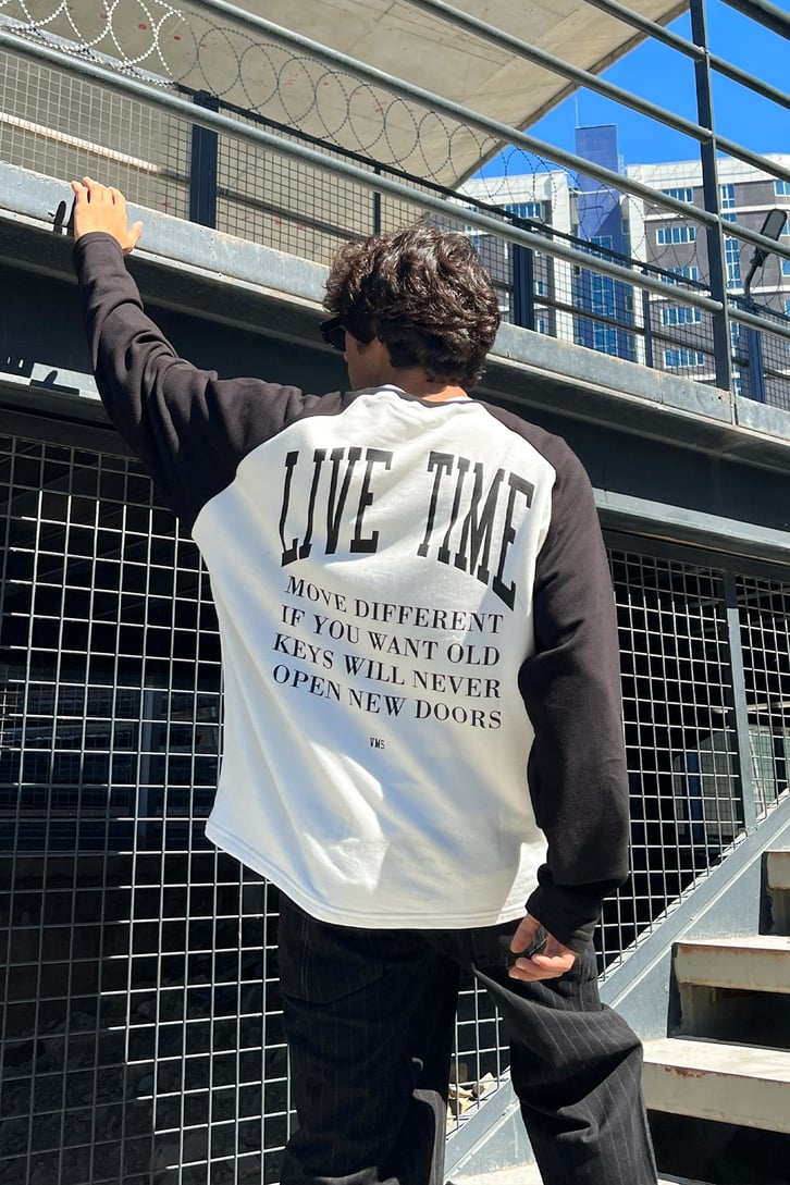 Live Time Baskılı Saks Mavisi Oversize Sweatshirt
