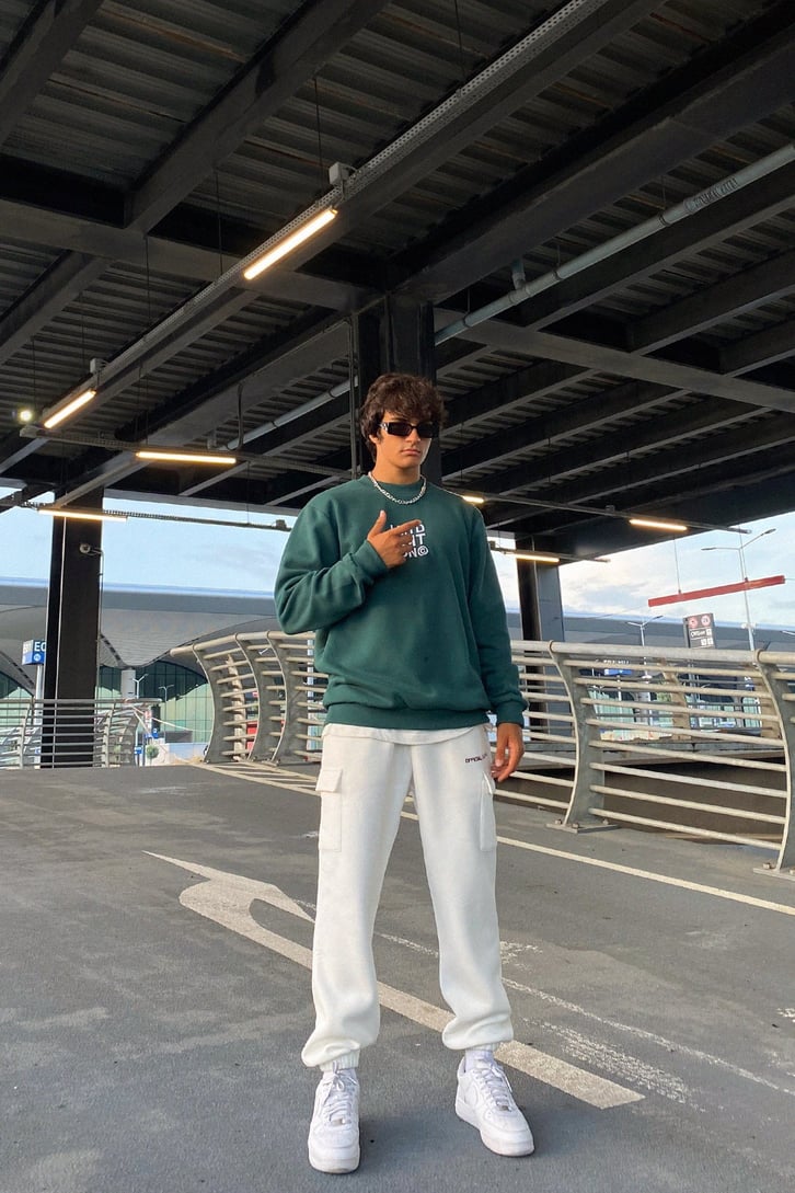 Lmtd Nakışlı Yeşil Oversize Sweatshirt