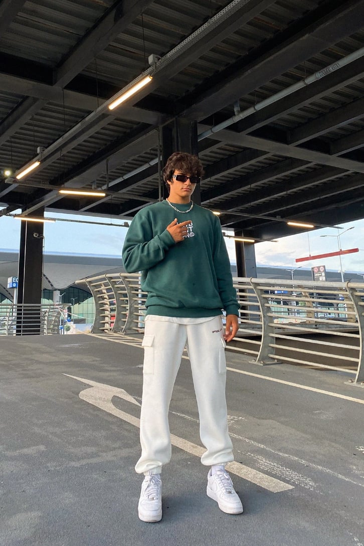 Lmtd Nakışlı Yeşil Oversize Sweatshirt