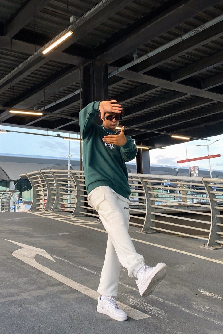 Lmtd Nakışlı Yeşil Oversize Sweatshirt