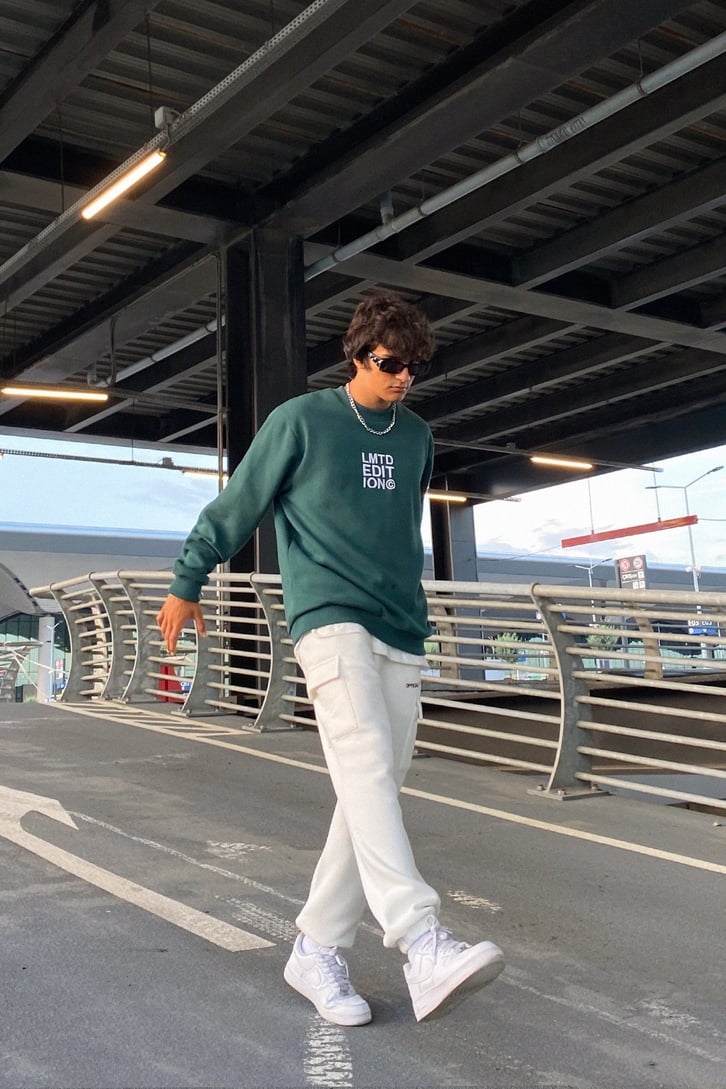 Lmtd Nakışlı Yeşil Oversize Sweatshirt