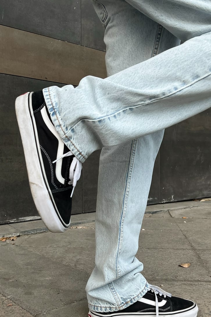 Logo Baskılı Buz Mavi Regular Fit Jean