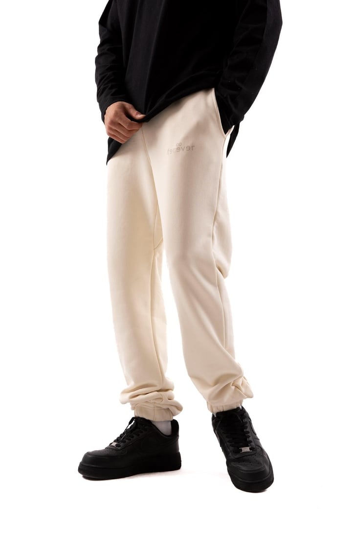 Logo Baskılı Krem Jogger Eşofman Altı