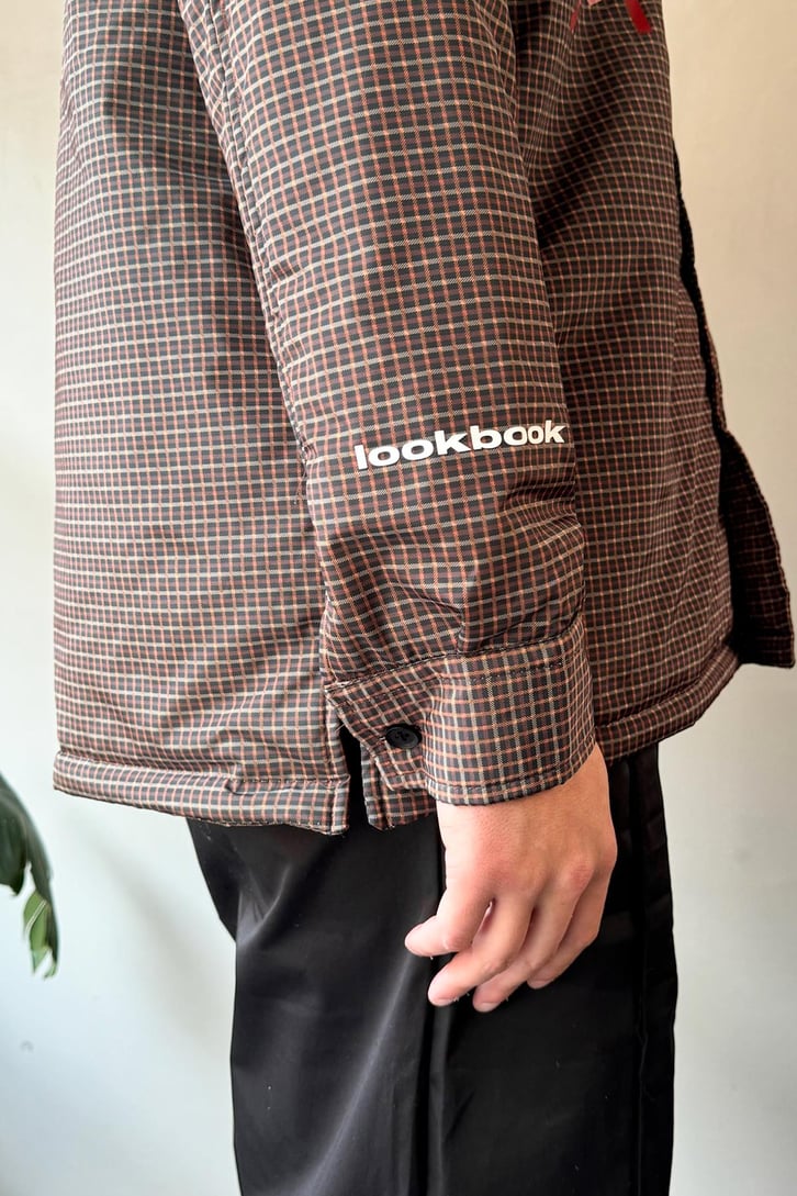 Look Book Baskılı Kahverengi Oversize Şişme Gömlek