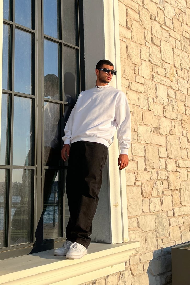 Los Angeles Baskılı BeyazOversize Sweatshirt