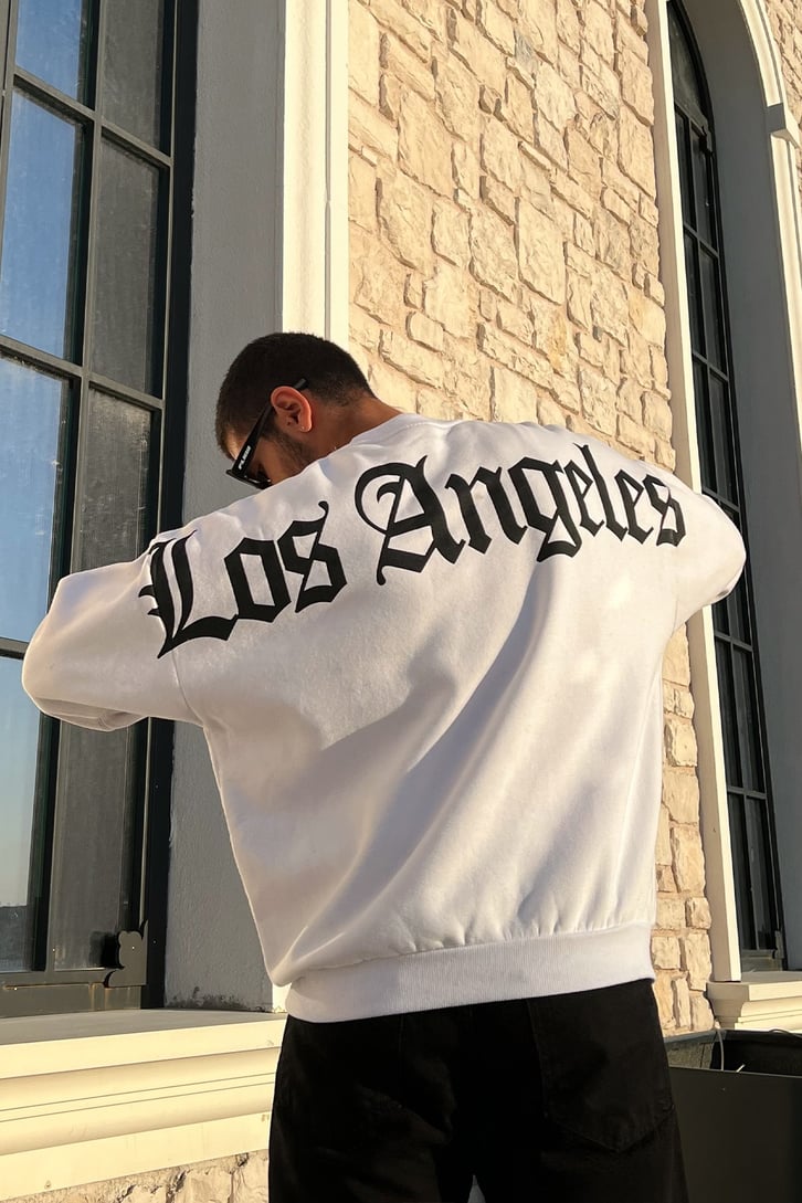 Los Angeles Baskılı BeyazOversize Sweatshirt