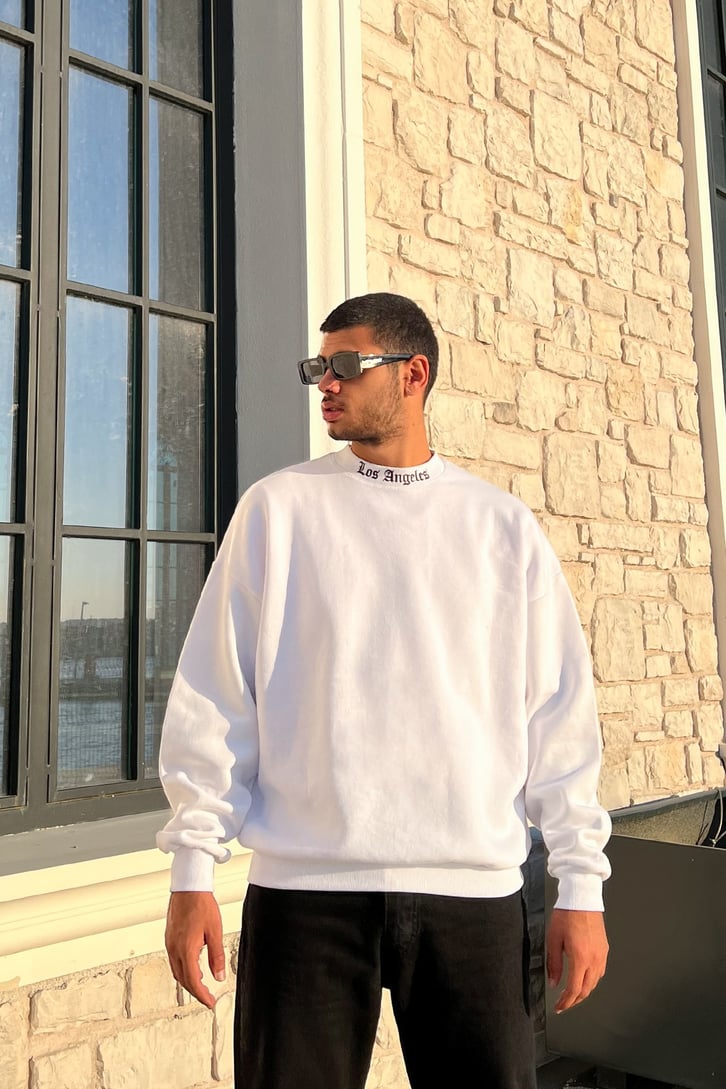 Los Angeles Baskılı BeyazOversize Sweatshirt