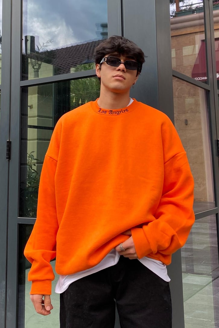 Los Angeles Golden Orange Oversize Printed Sweatshirt