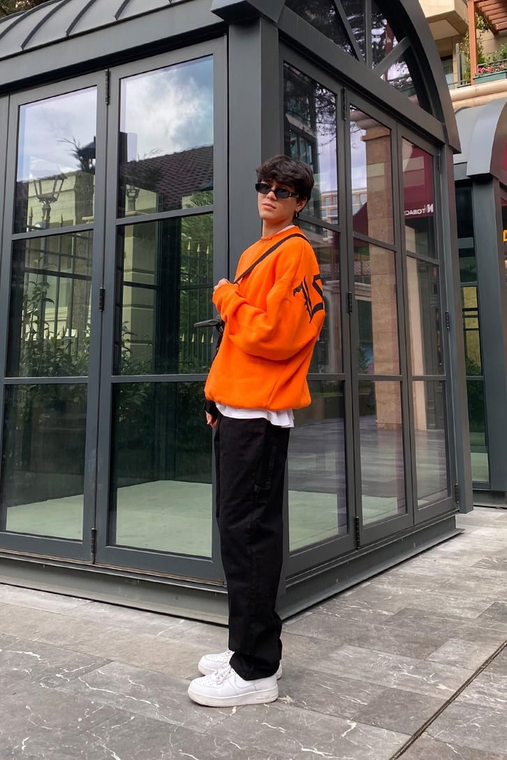 Los Angeles Golden Orange Oversize Printed Sweatshirt