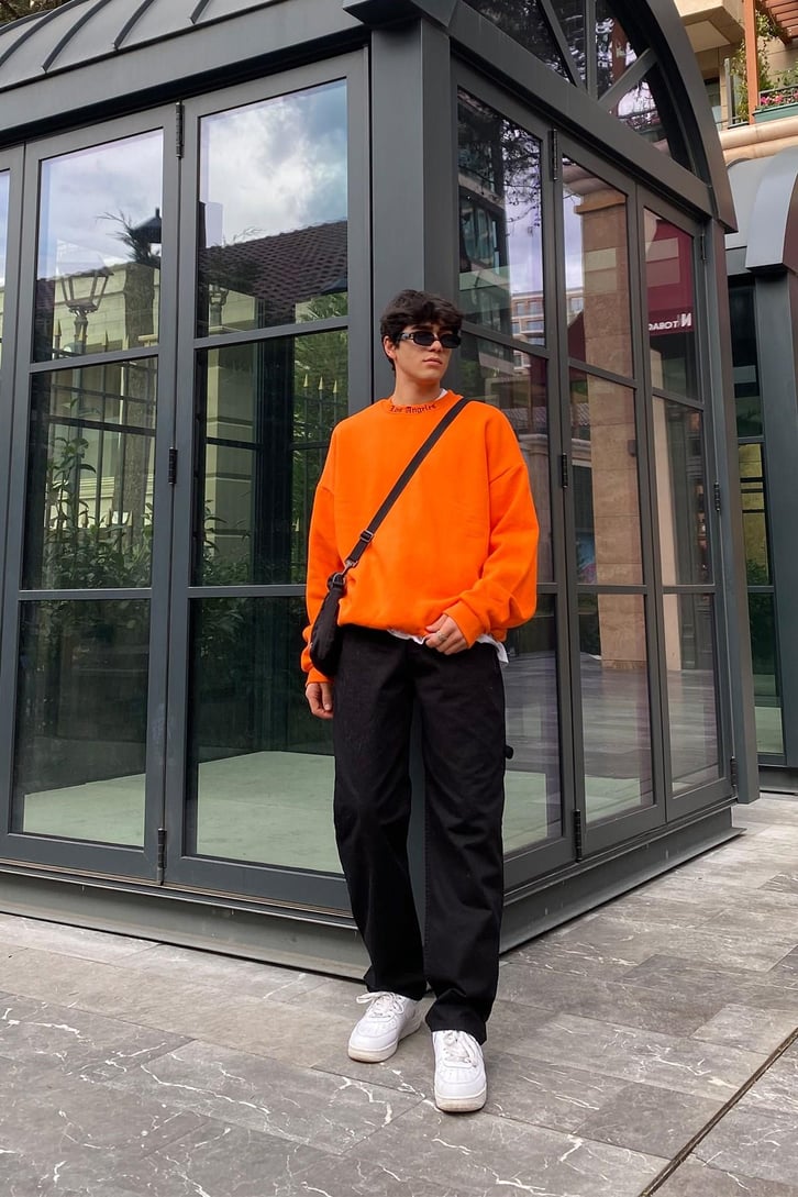 Los Angeles Golden Orange Oversize Printed Sweatshirt
