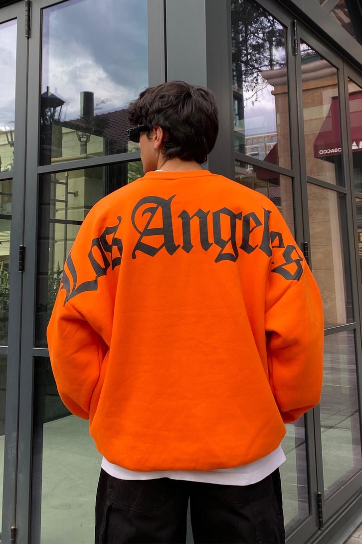Los Angeles Golden Orange Oversize Printed Sweatshirt