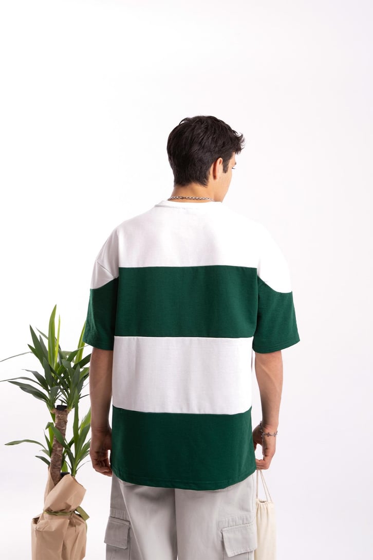 Los Angeles Nakışlı Çizgili Oversize Tshirt