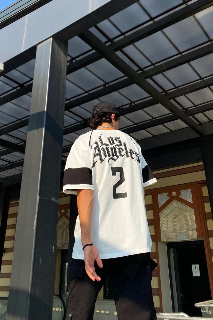Los Angeles Sırt Baskılı Beyaz Oversize Tshirt