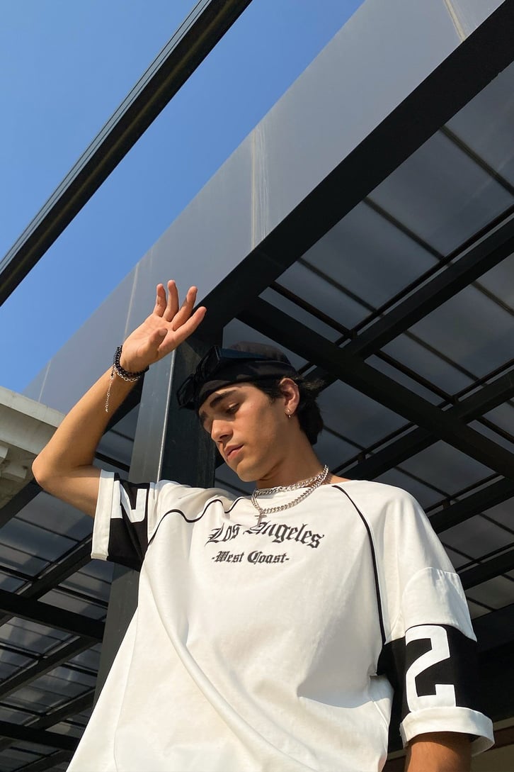 Los Angeles Sırt Baskılı Beyaz Oversize Tshirt