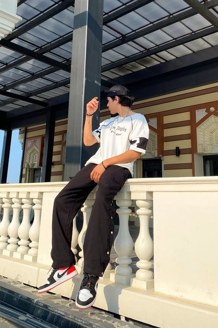 Los Angeles Sırt Baskılı Beyaz Oversize Tshirt