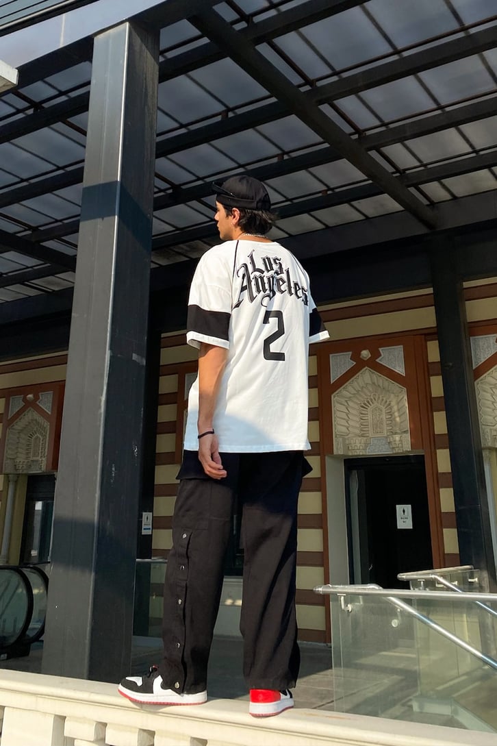 Los Angeles Sırt Baskılı Beyaz Oversize Tshirt