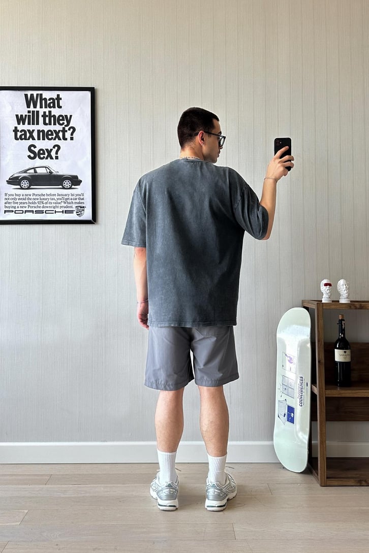 Los Criminis Nakışlı Acid Wash Oversize Tişört