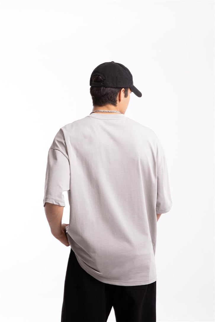 Los Crminis Nakışlı Buz Gri Oversize Tshirt