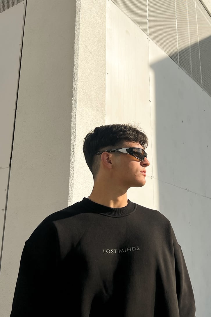 Lost Minds Siyah Oversize Sweatshirt