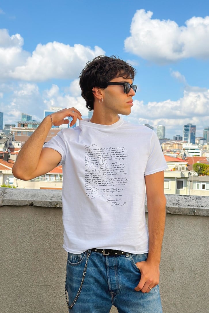 Love Letter Baskılı Boxy Fit Tişört