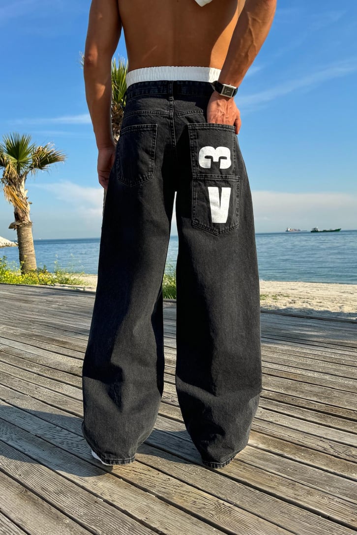 Lover Baskı Detay Baggy Jean