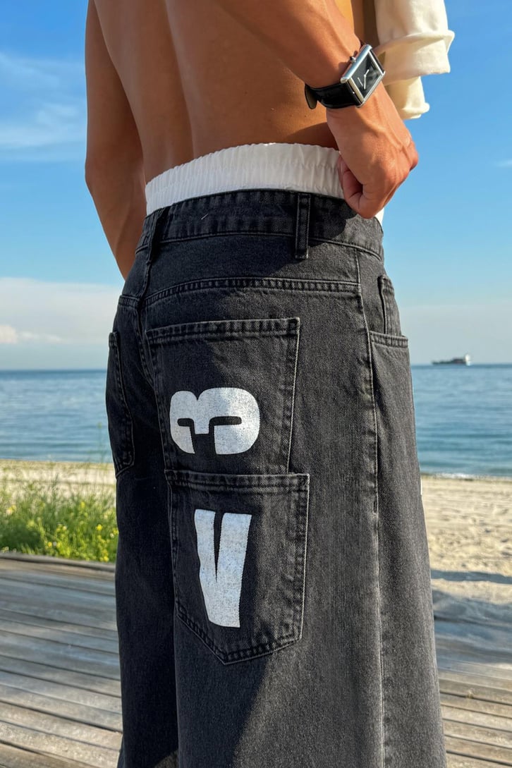 Lover Baskı Detay Baggy Jean
