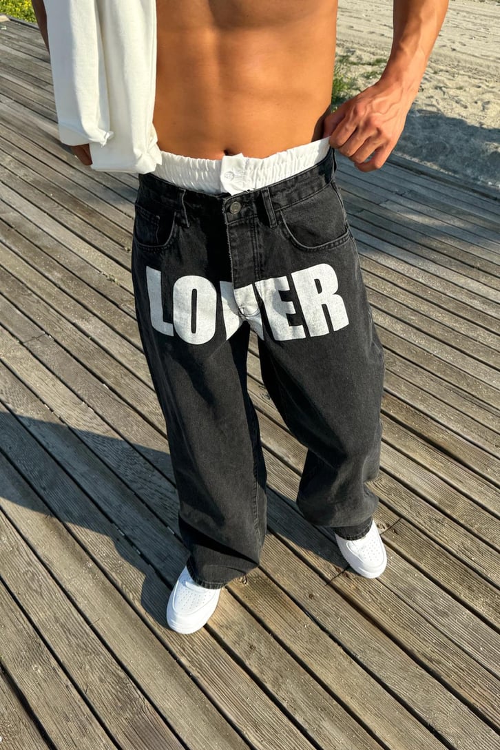 Lover Baskı Detay Baggy Jean