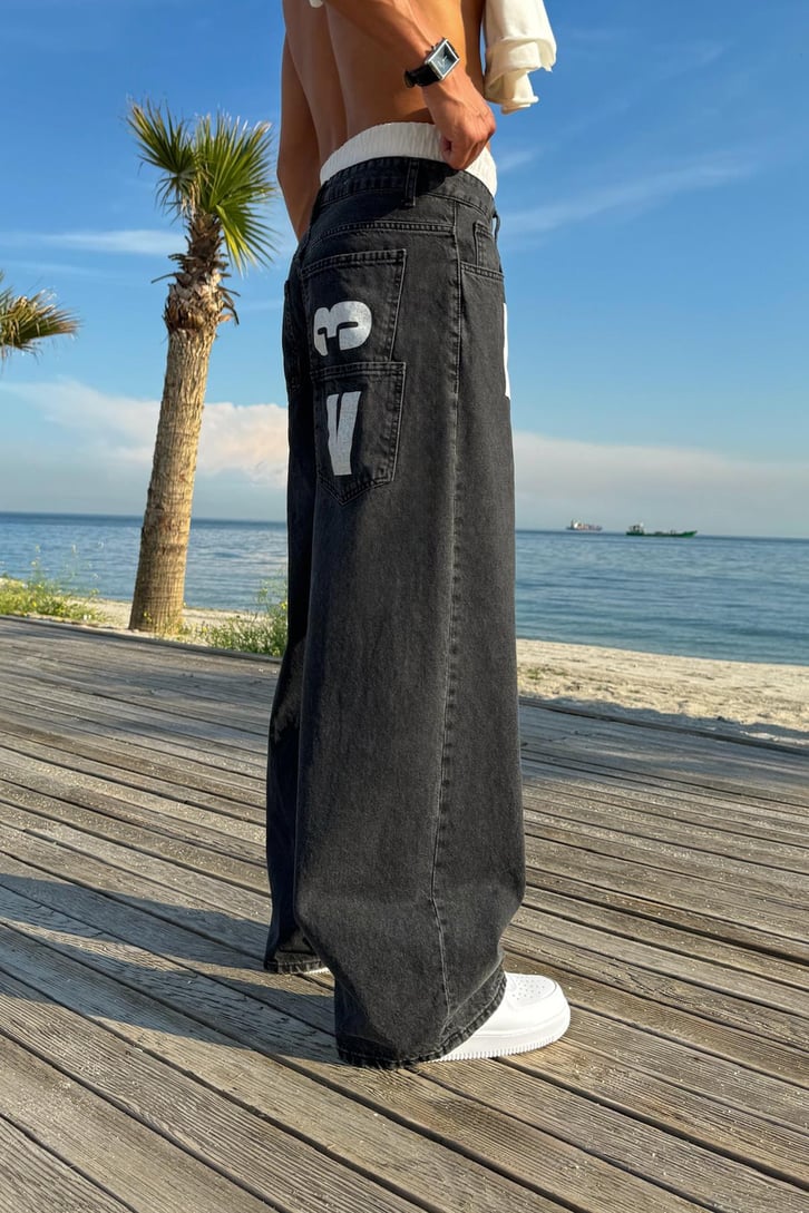 Lover Baskı Detay Baggy Jean